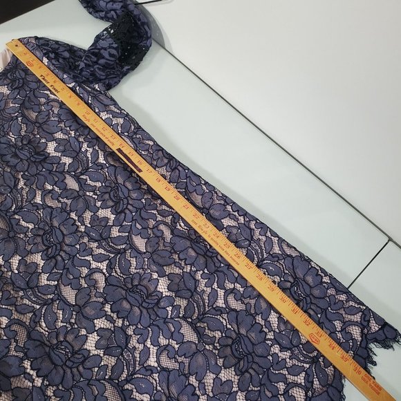 Eliza J Dress Womens 12 Sheath 3/4 Bell Sleeves Lace Lined Scallop Edge Purple - Picture 14 of 16